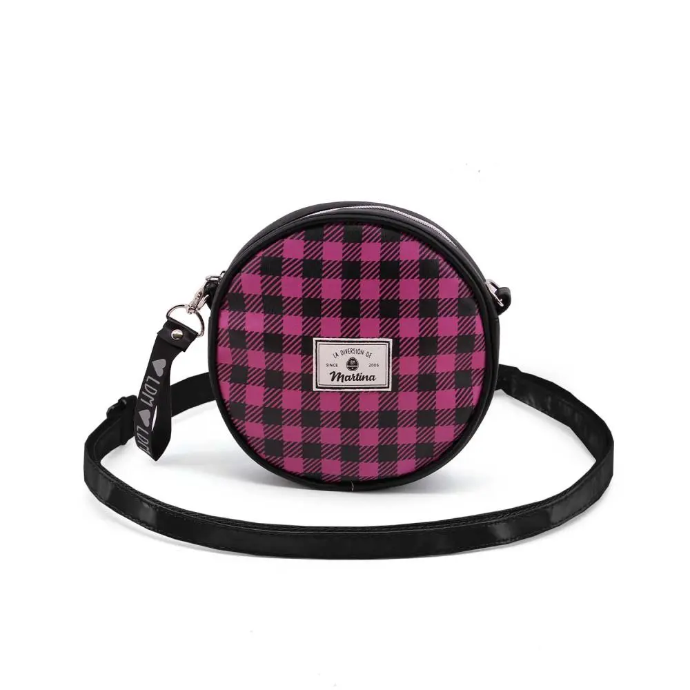 Bolsa Redonda Martina Quadrados Rosa