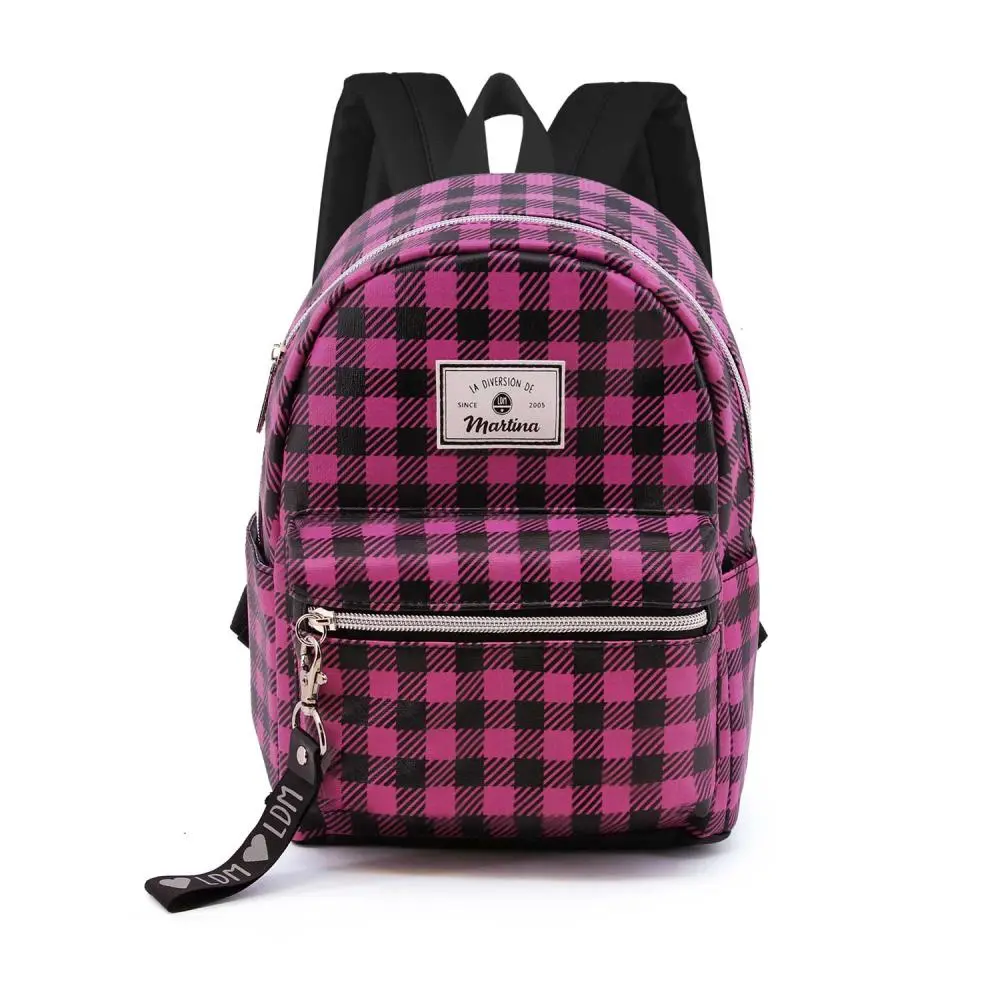 Mochila Pequena Martina Quadrados Rosa