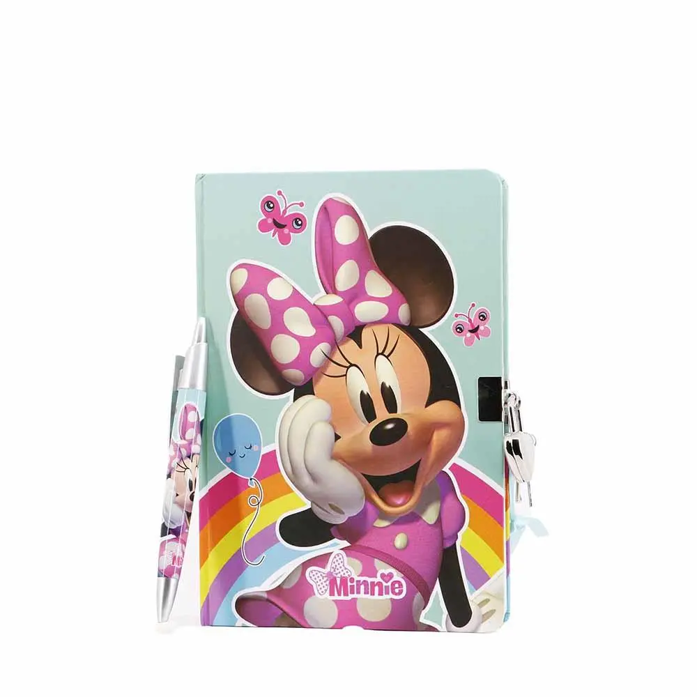 Conjunto Minnie Diário c/ Cadeado e Caneta Rainbow