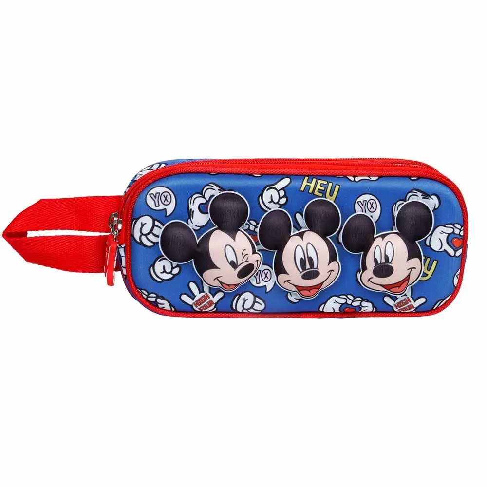 Estojo Oval Duplo 3D Azul "Grins" - Mickey