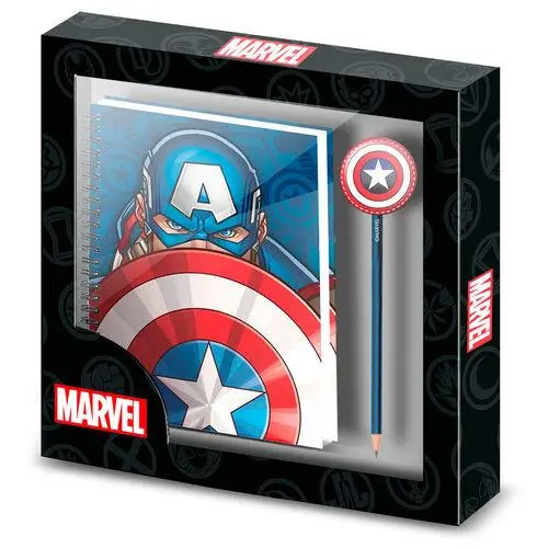 Conjunto Caderno e Lápis - Capitão América - Marvel