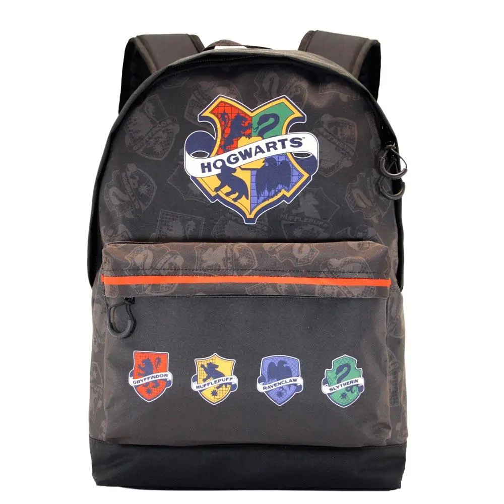 Mochila Escolar Preta c/ 2 Fechos c/ Emblemas das Equipas - Harry Potter