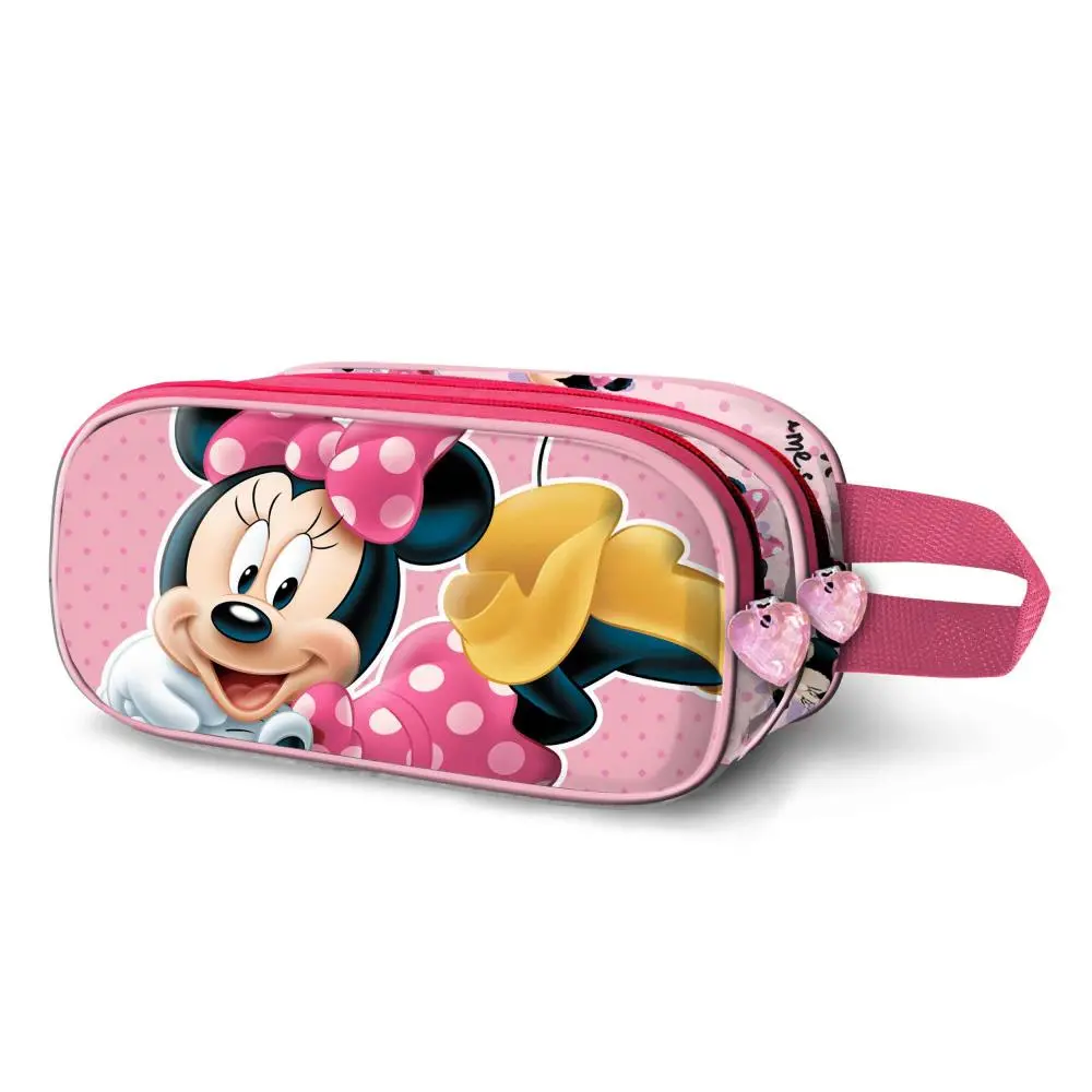 Estojo Duplo Oval Rosa 3D c/ Pontinhos "Lying" - Minnie