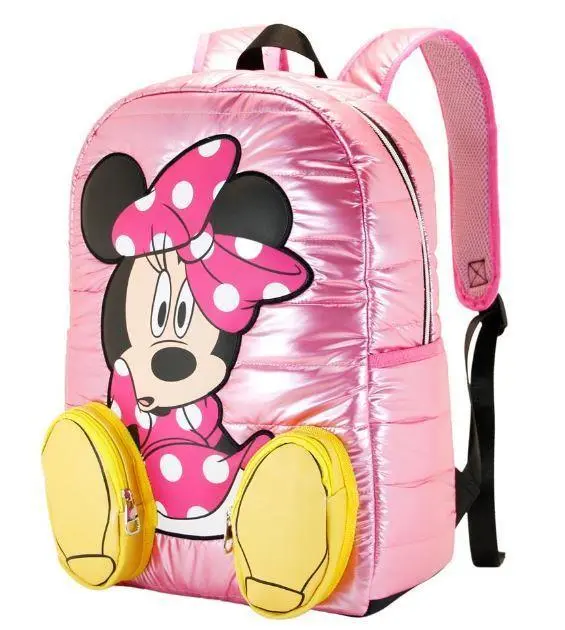 Mochila Grande Rosa "Padding" com Bolsas nos Pés - Minnie