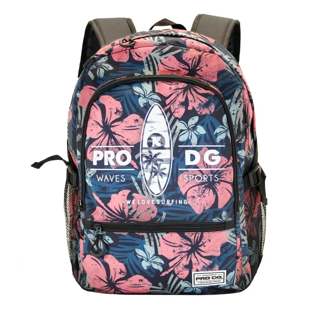 Mochila Escolar c/ Flores e 3 Fechos "Waves - We Love Surfing" - Pro DG