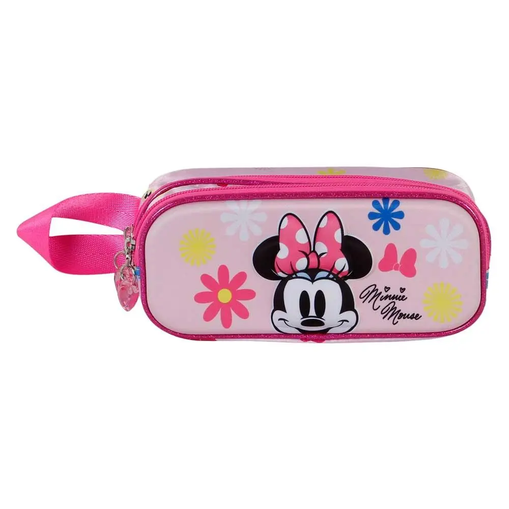 Estojo Oval Duplo Rosa  3D "Floral" - Minnie