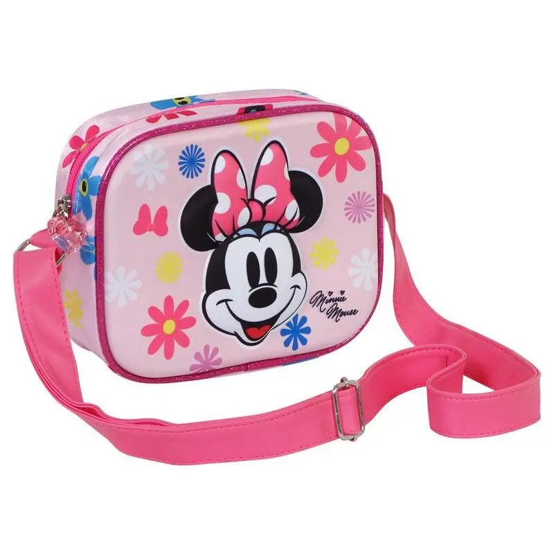 Bolsa de Traçar Quadrada Rosa 3D "Floral" - Minnie