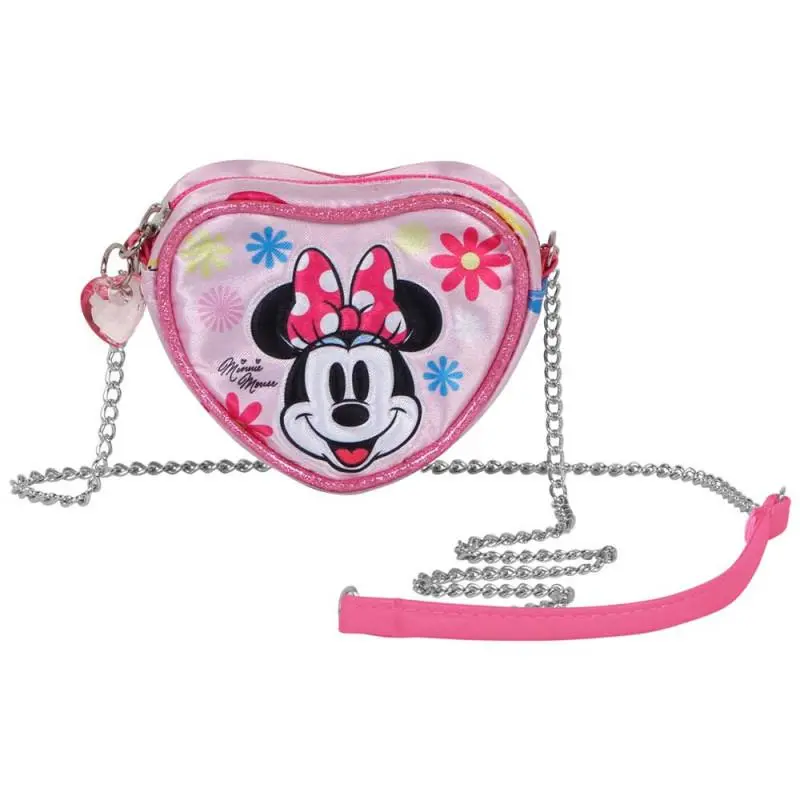 Bolsa Tiracolo Pequena em Coração Rosa "Floral" - Minnie