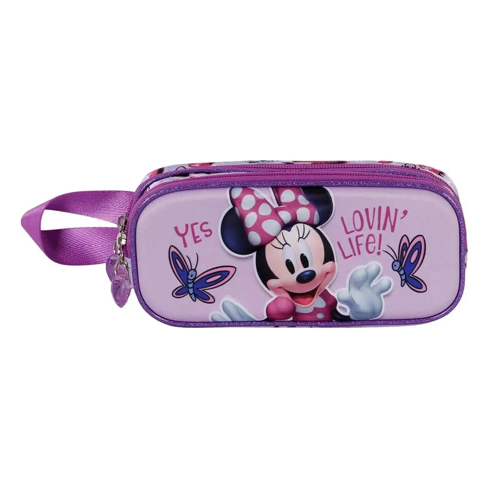Estojo Oval Duplo Roxo 3D "Butterflies" - Minnie