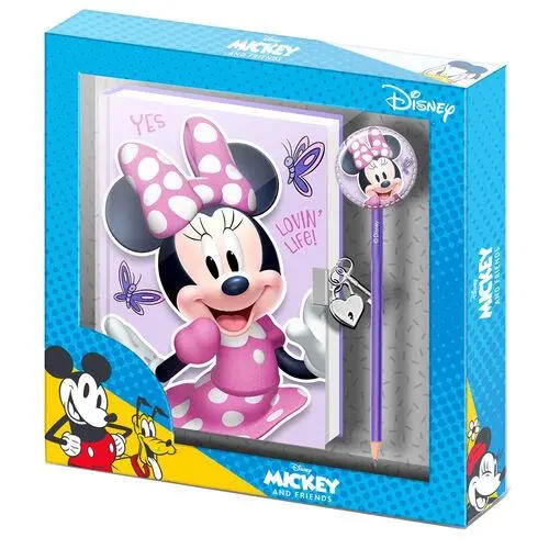 Conjunto Diário c/ Cadeado e Caneta "Butterflies" - Minnie