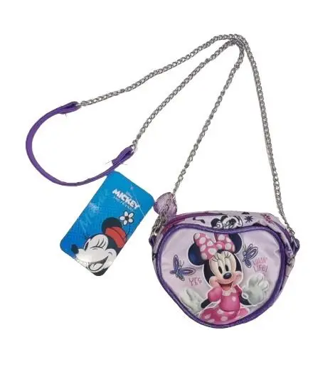 Bolsa Tiracolo Pequena em Coração Roxa "Butterflies" - Minnie