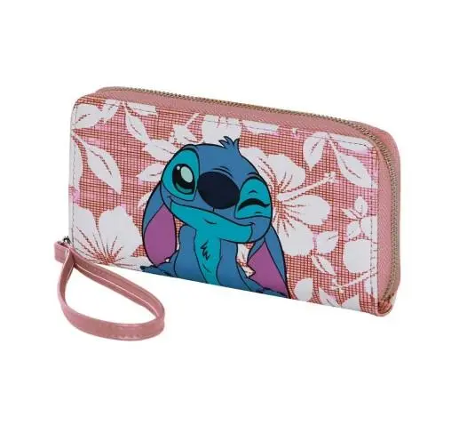 Stitch - Carteira Rosa c/ Flores Brancas "Maui"