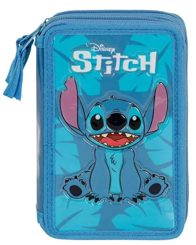 Estojo Triplo Completo Azul Stitch Sentado - Lilo & Stitch