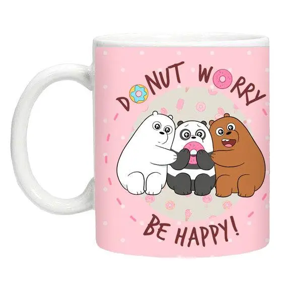 Caneca Rosa "Donut Worry Be Happy" - Nós, os Ursos