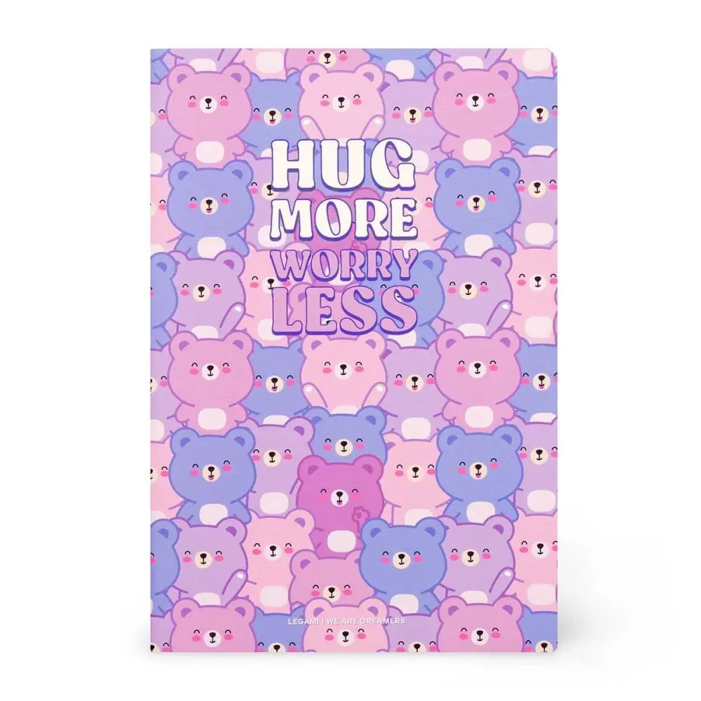 Legami - Caderno liso A5 - Ursos ( Hug More Worry Less )