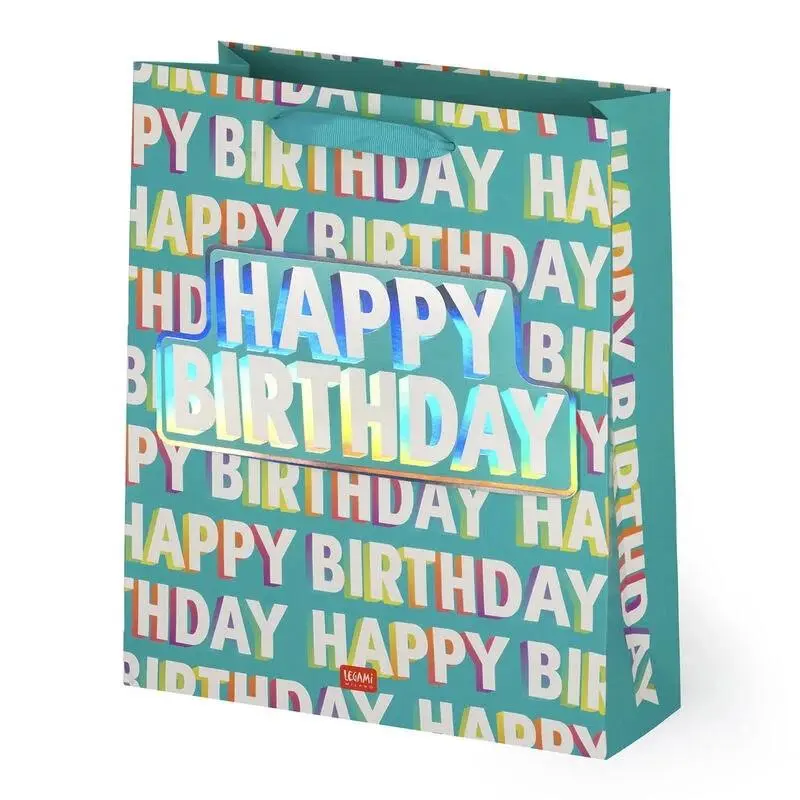 Saco De Presente Grande "Feliz Aniversário" - Legami