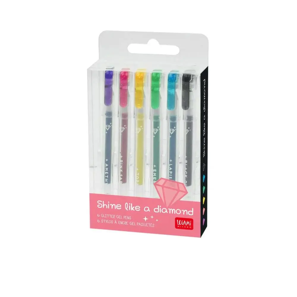Conjunto de 6 Mini Canetas com Glitter "Shine Like a Diamond" - Legami