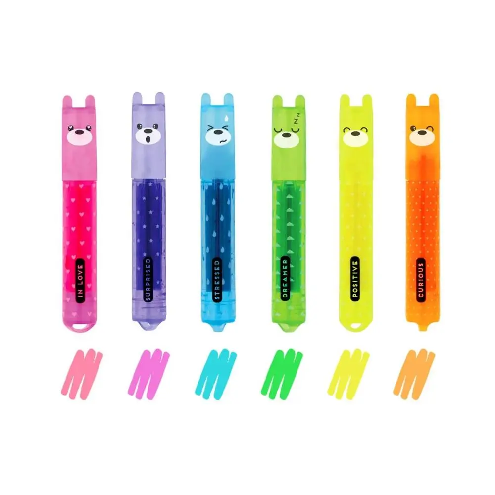 Conjunto de 6 Mini Marcadores Fluorescentes "Teddy's Mood" - Legami