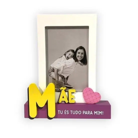 Moldura 3D Branca e Rosa "És Tudo Para Mim" - Mãe