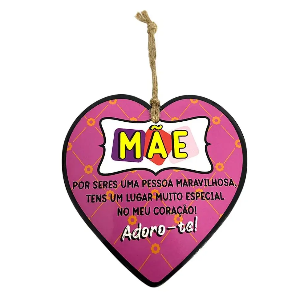 Placa de Cerâmica Rosa em Coração "És Tudo Para Mim" - Mãe