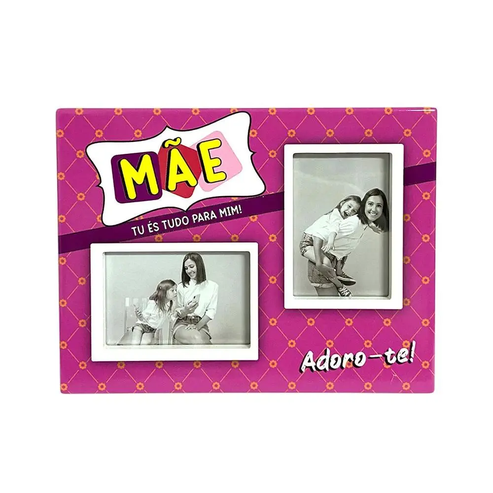 Moldura de Cerâmica Rosa com 2 Fotos "És Tudo Para Mim" - Mãe