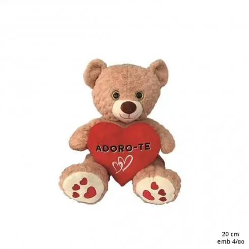 Peluche Urso Bege c/ Coração "Adoro-te" (20 cm)