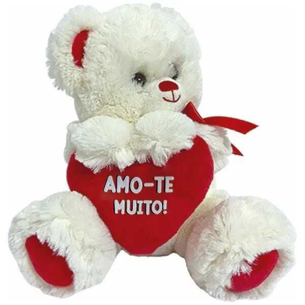 Urso Bege com Laço e Coraçao "Amor Tu És Tudo Para Mim" 30cm