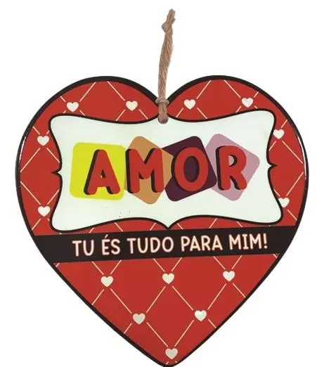 Placa Em Ceramica Coração "Amor Tu És Tudo Para Mim"