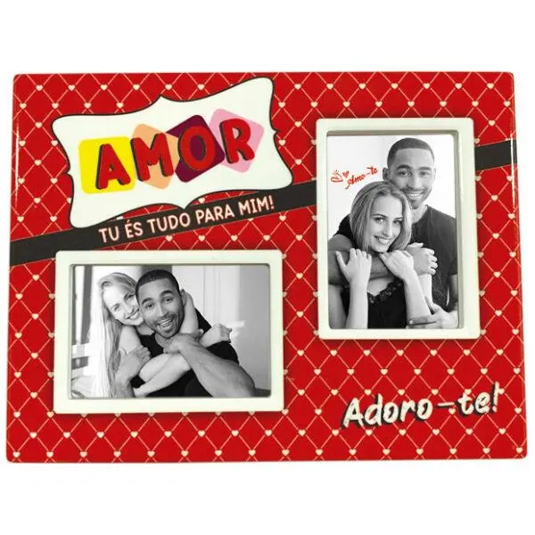 Moldura Em Ceramica 2 Fotos "Amor Tu És Tudo Para Mim"