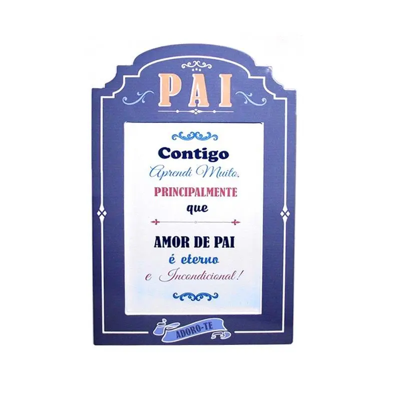 Moldura Pai "Contigo Aprendi Muito" Azul e Laranja