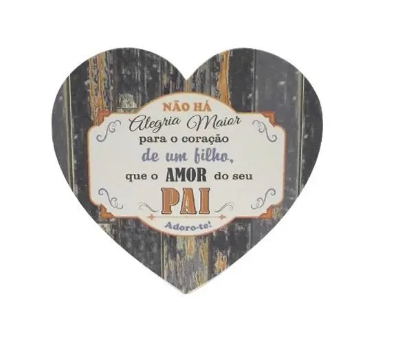 Placa Pai Madeira "Alegria Maior" Coração