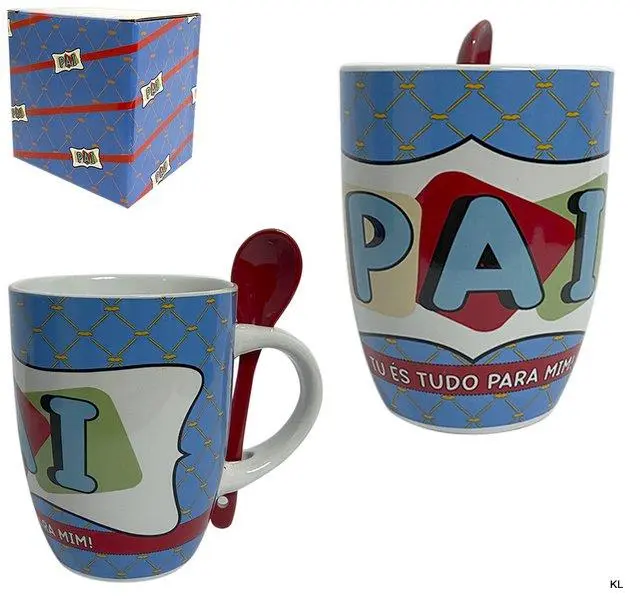Caneca c/ Colher "Pai Tu és Tudo para Mim!"- Pai