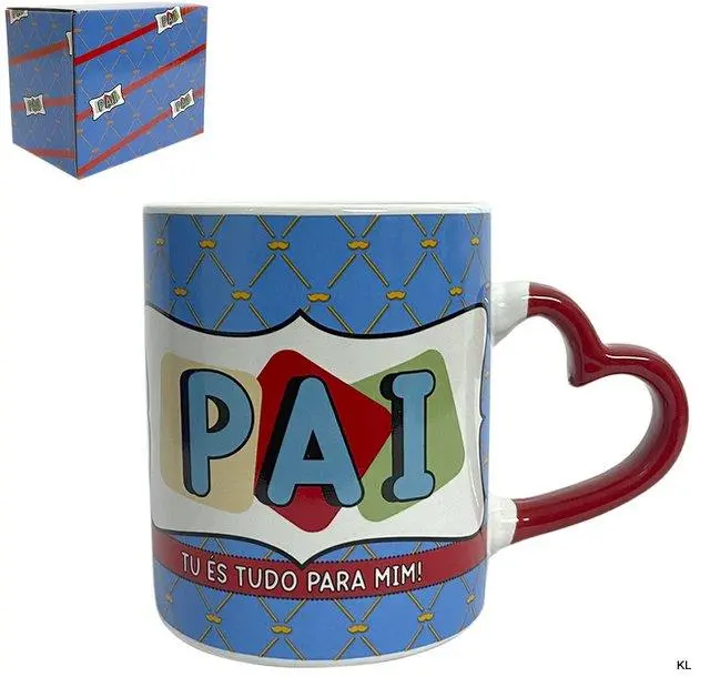 Caneca Asa de Coração "Pai Tu és Tudo para Mim!"- Pai