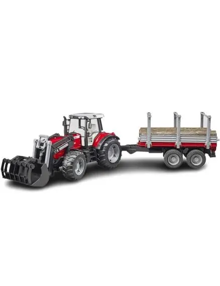 Massey Ferguson 7480 c/ Frontal e Atrelado Florestal - Bruder