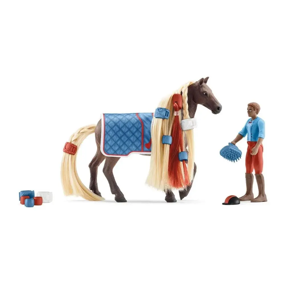 Cavalo Rocky com Leo e Conjunto de Beleza - Horse Club - Schleich