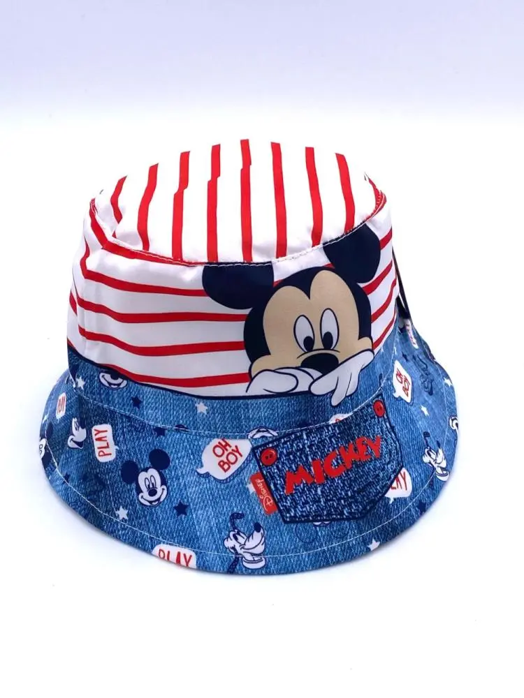 Panamá Branco Riscas Vermelhas e Imitação Jeans (48) - Mickey