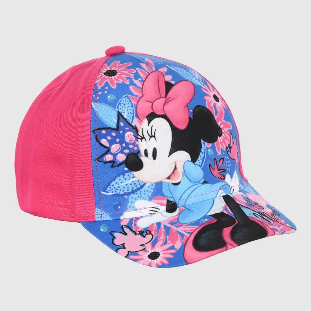 Boné Rosa Escuro Minnie com Flores e Folhas Azuis (52) - Minnie