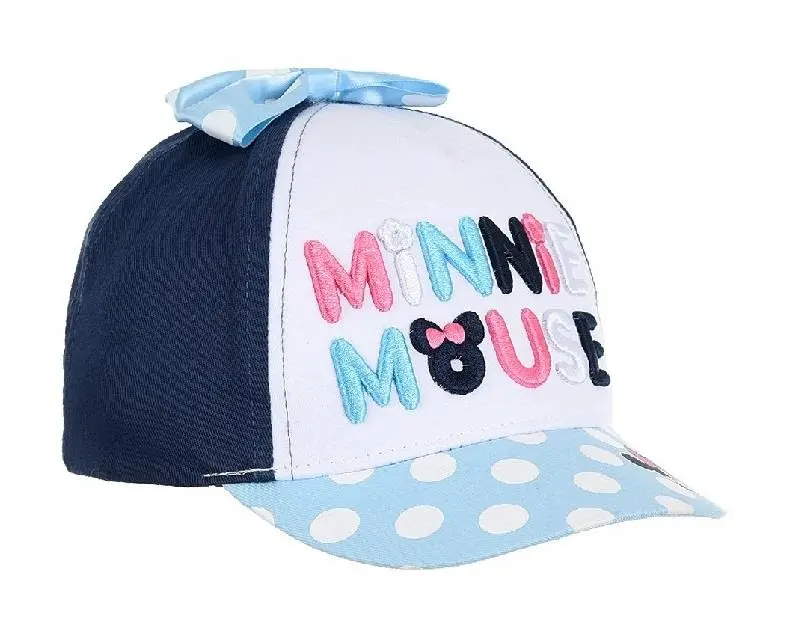 Boné Branco e Azul Escuro com Bolinhas e Lacinho Azul no Topo (48) - Minnie