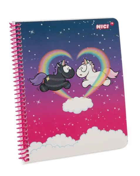 Caderno A5 Argolas Quadriculado Unicórnios Star Bringer e Moon Keeper - Nici