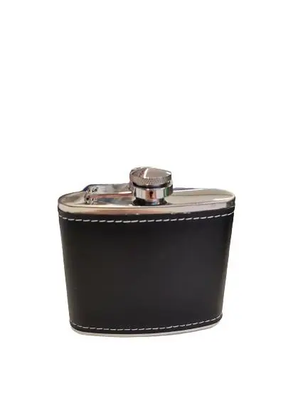 Licoreira 148ml c/ Revestimento em Pele Castanho/Preto Zorr