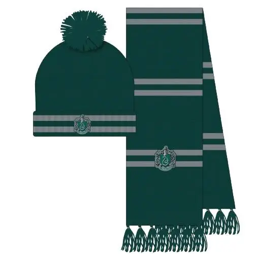Conjunto Gorro + Cachecol Verde "Slytherin" -  Harry Potter