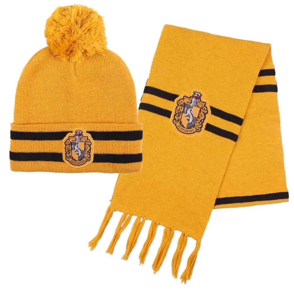 Conjunto Gorro + Cachecol Amarelo "Hufflepuff" -  Harry Potter