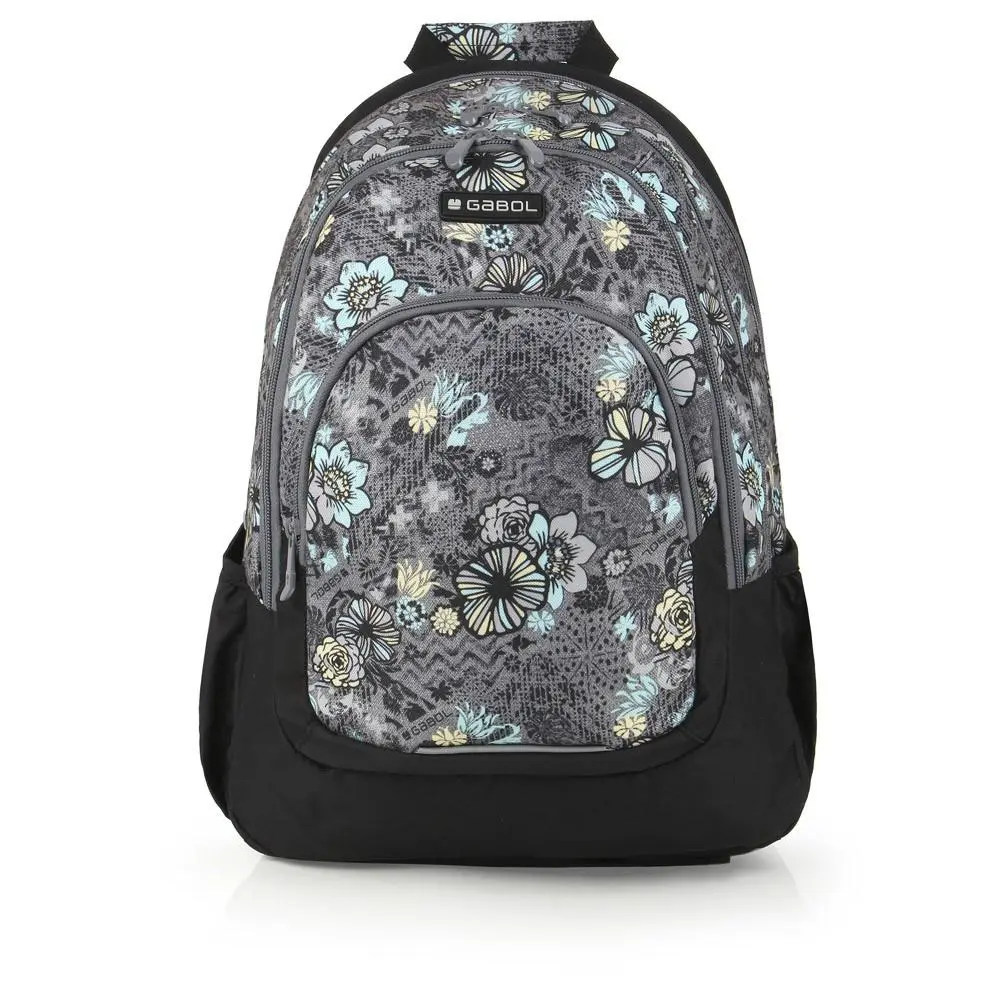 Mochila Escolar 44cm Cinzenta c/ Flores - Story - Gabol