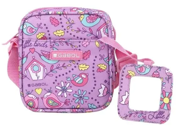 Bolsa de Traçar Pequena Lilás c/ Passaros "Bird" - Gabol (13 x 14 x 4 cm).