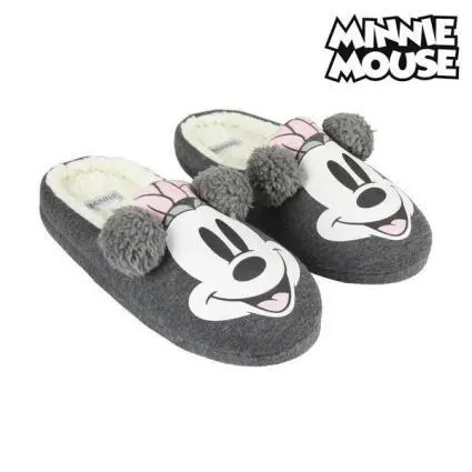Chinelos de Quarto Cinzentos c/ Pompom (29-35) - Minnie