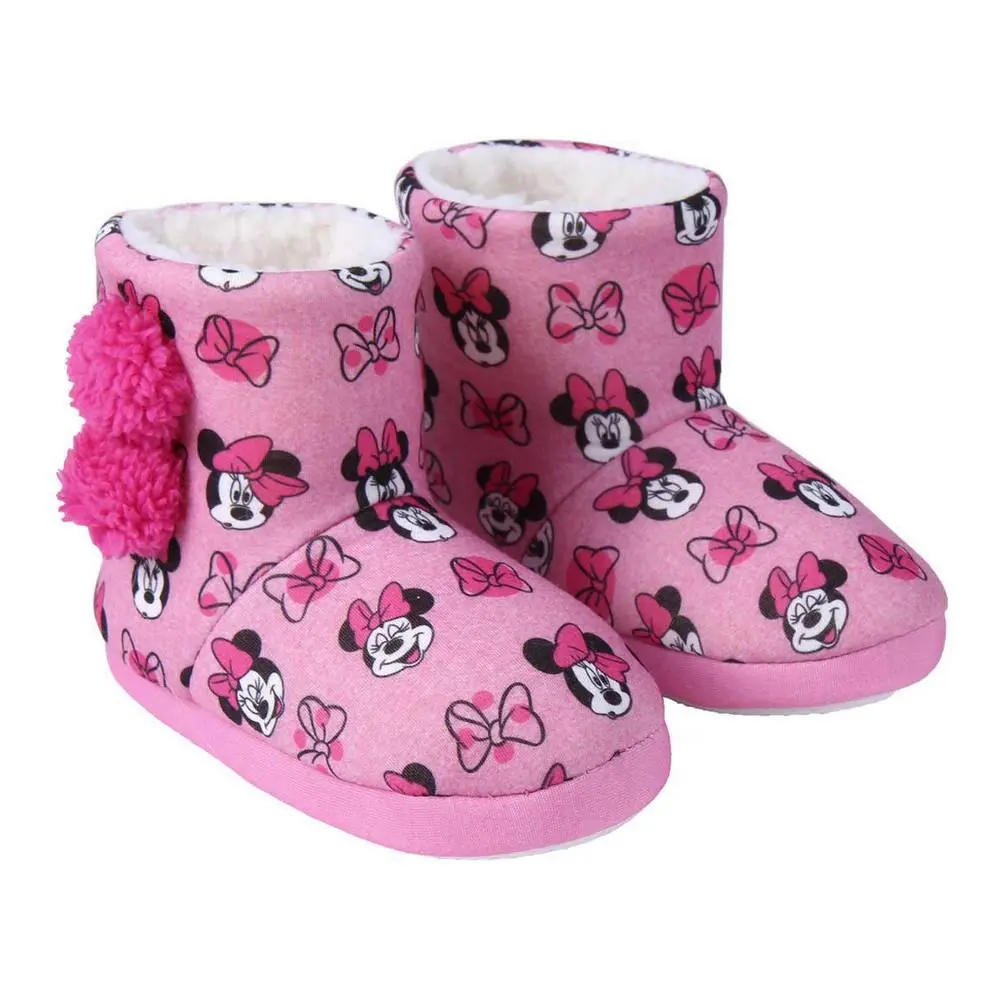 Pantufa tipo Bota Alta Rosa c/ Caras  (30/31) - Minnie