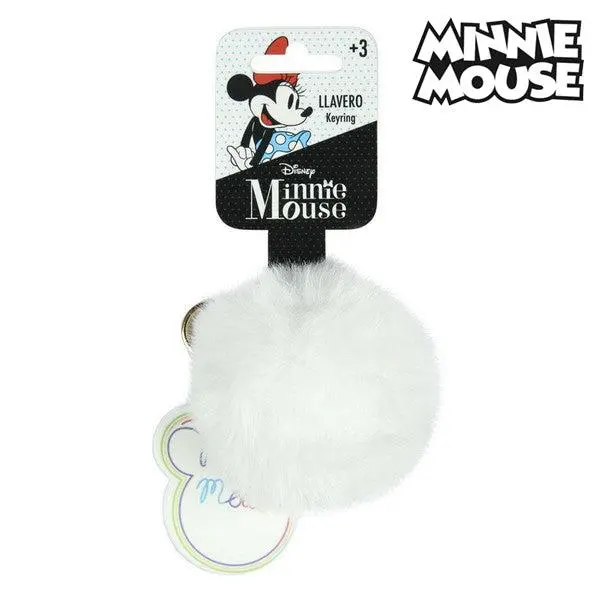 Porta Chaves Pompom Minnie Branco com Figura - Minnie