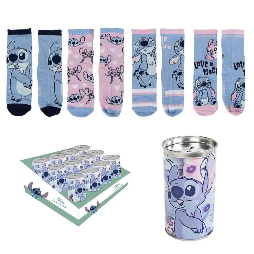 Stitch - Conjunto 4 Pares de Meias + Mealheiro (T27-38)