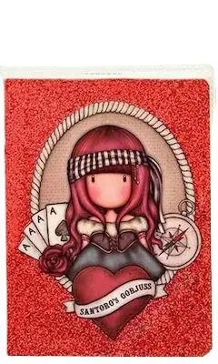 Mini Bloco de Notas Vermelho Pirata Glitter - Gorjuss