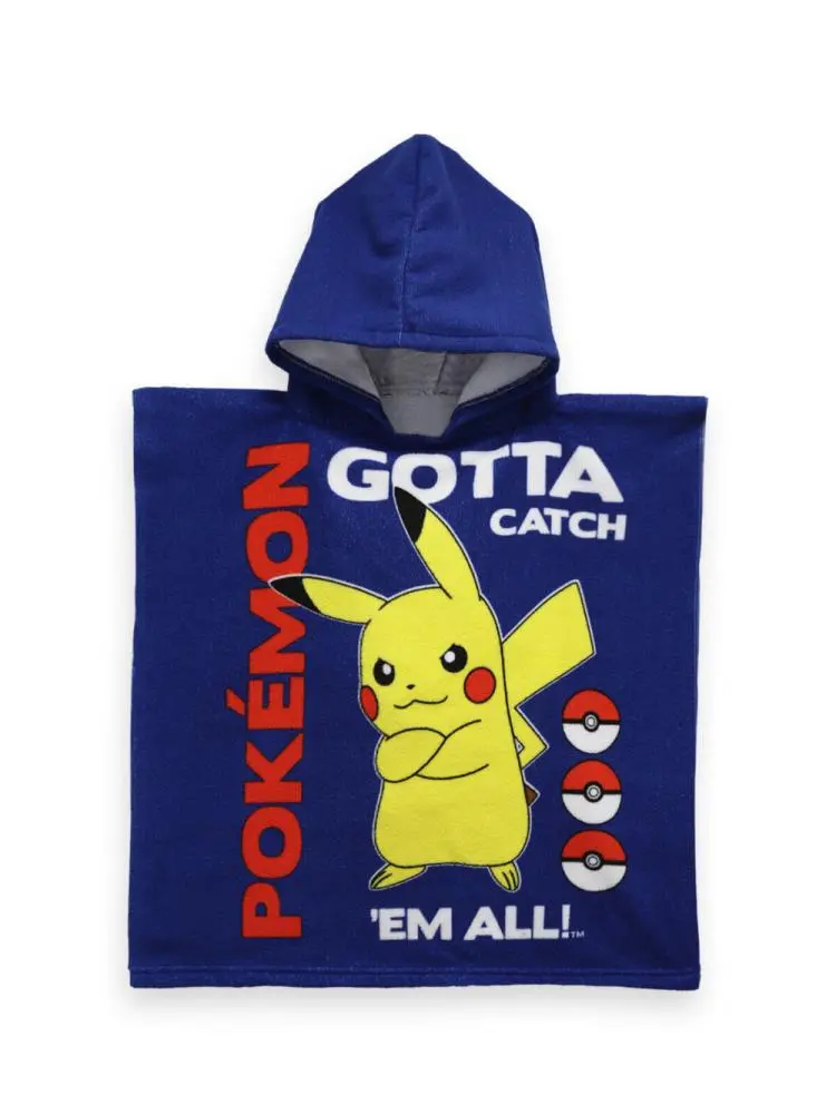 Poncho de Praia Microfibra Azul Pikachu TU - Pokémon
